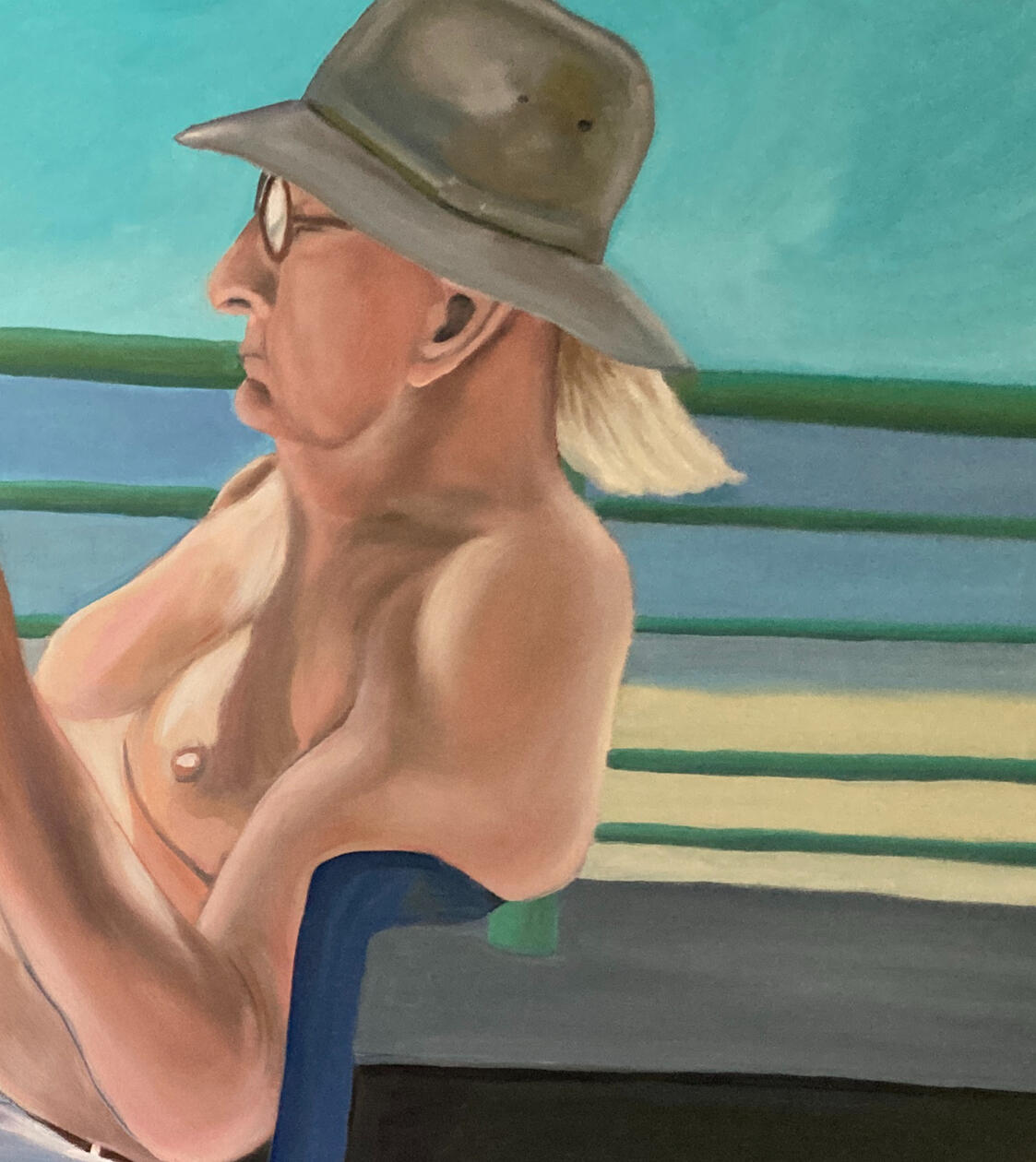 A Private Spy, 92 x 122 cm, Oil on Canvas, 2023 A Private Spy, 92 x 122 cm, Oil on Canvas, 2023