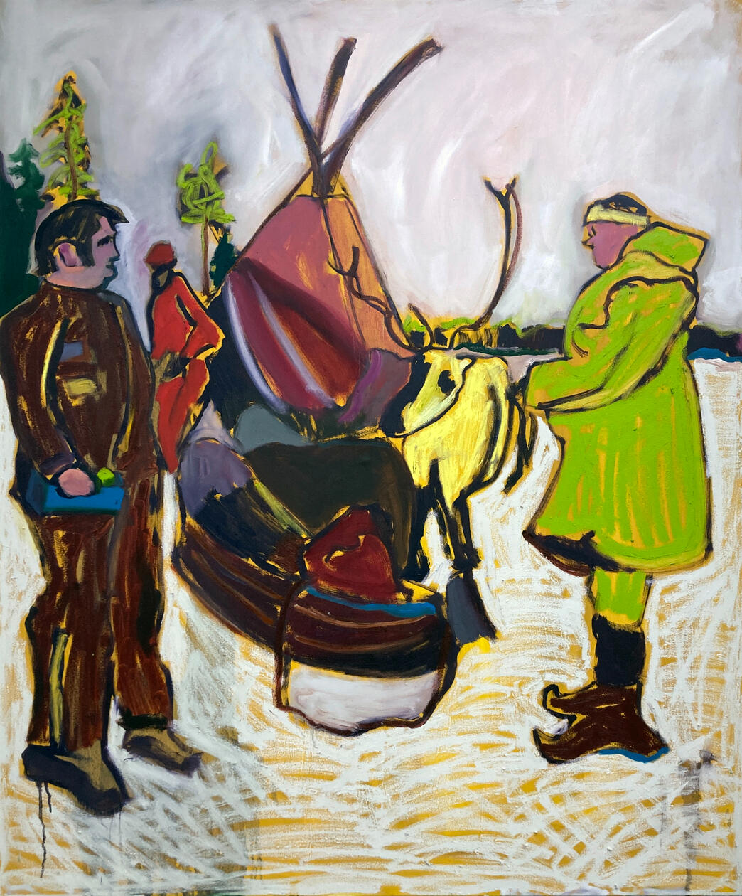 An Arrival on Location, Oil on Canvas, 180 x 160 cm, 2025 An Arrival on Location, Oil on Canvas, 180 x 160 cm, 2025