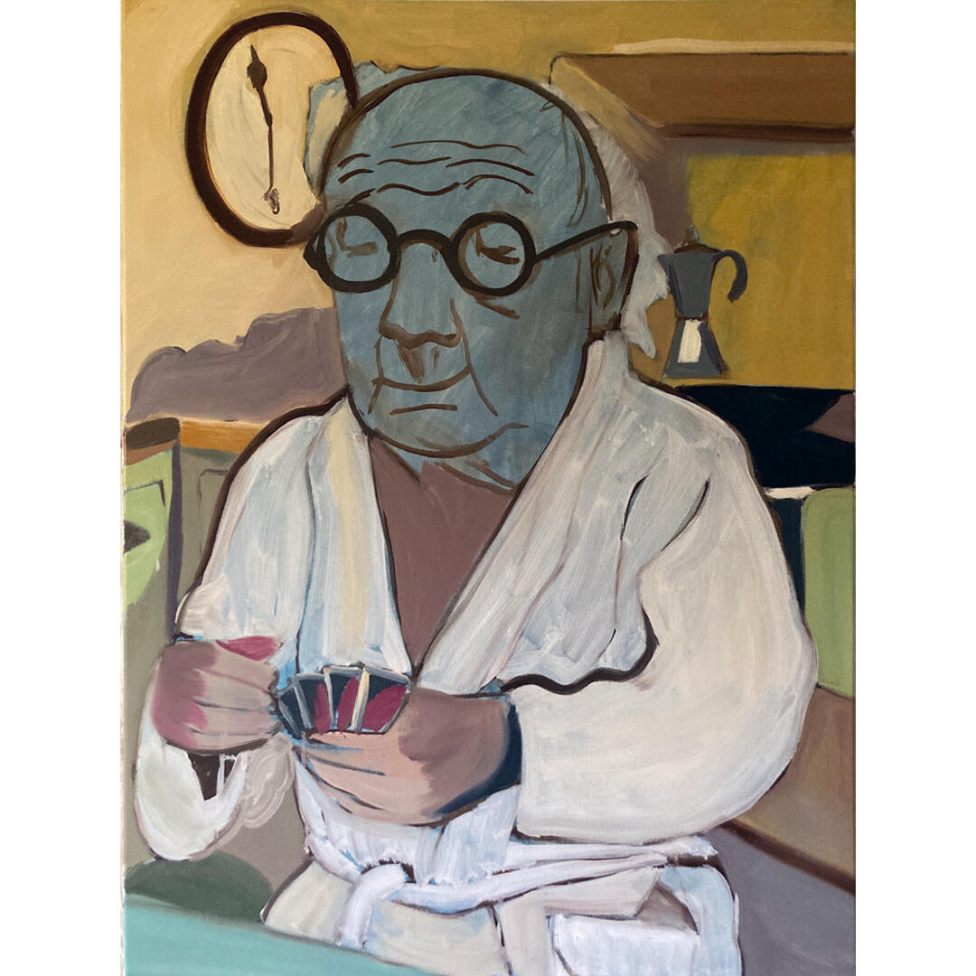 The Card Player (v2), 80 x 60 cm, Oil on Canvas 2023 The Card Player (v2), 80 x 60 cm, Oil on Canvas 2023
